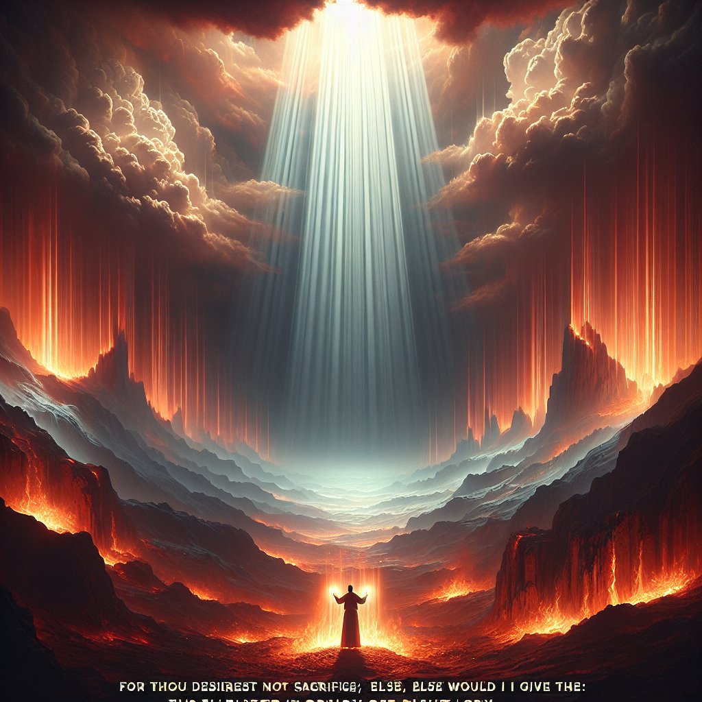 Psalms 51:16 - "For thou desirest not sacrifice; else would I give it: thou delightest not in burnt offering."