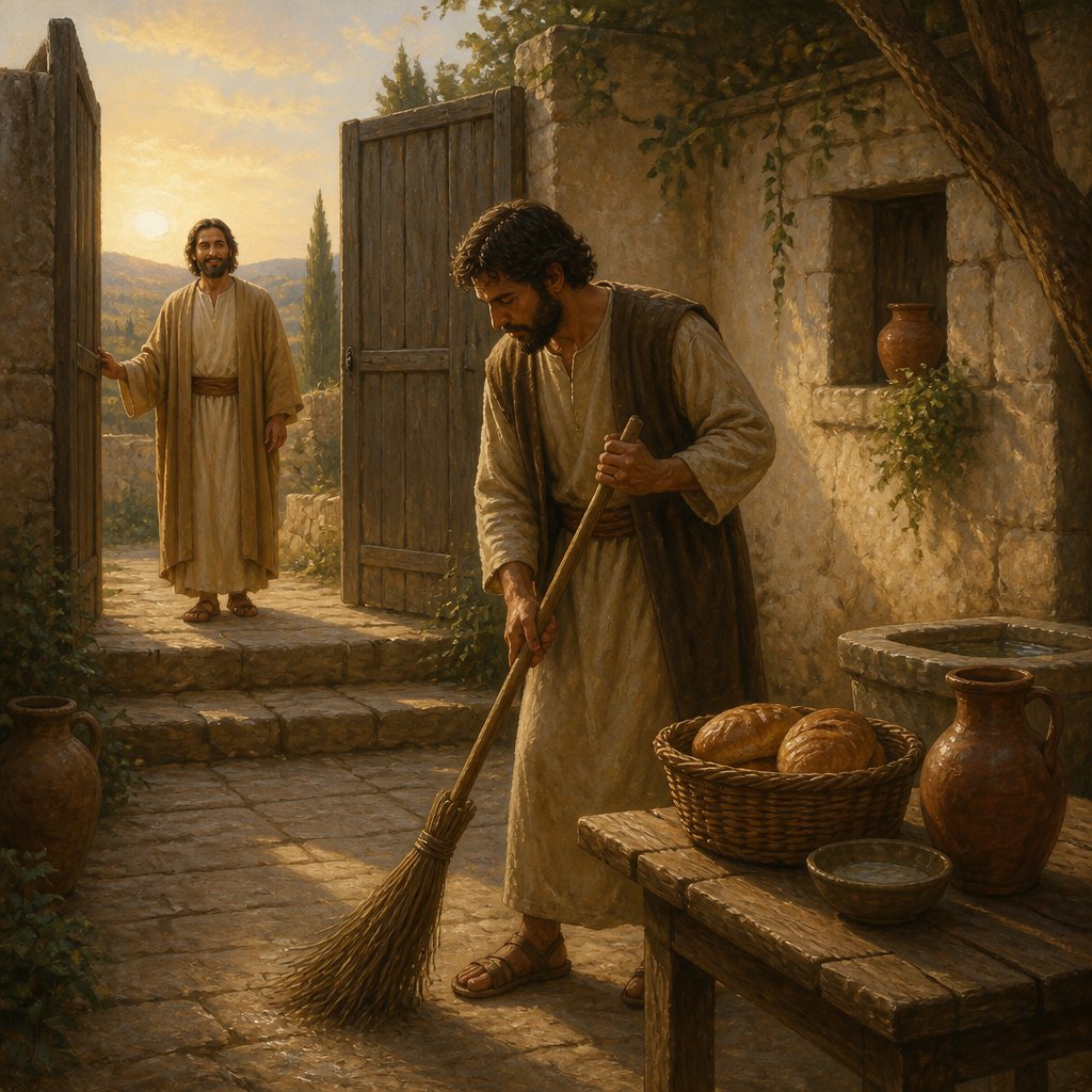 "Blessed is that servant, whom his lord when he cometh shall find so doing." - Matthew 24:{verse.verse_number}