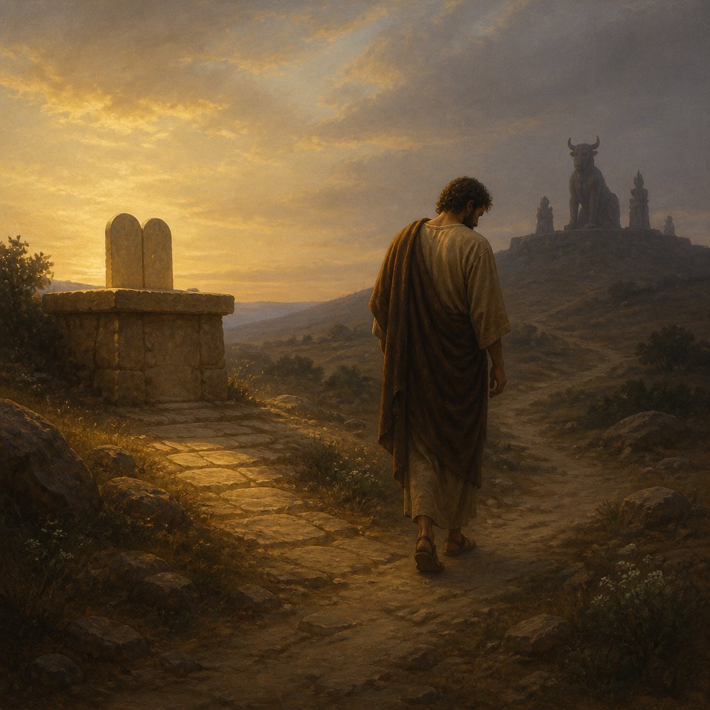 "But if ye turn away, and forsake my statutes and my commandments, which I have set before you, and shall go and serve other gods, and worship them;" - 2 Chronicles 7:{verse.verse_number}