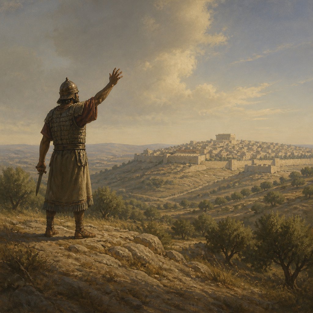 "As yet shall he remain at Nob that day: he shall shake his hand against the mount of the daughter of Zion, the hill of Jerusalem." - Isaiah 10:{verse.verse_number}