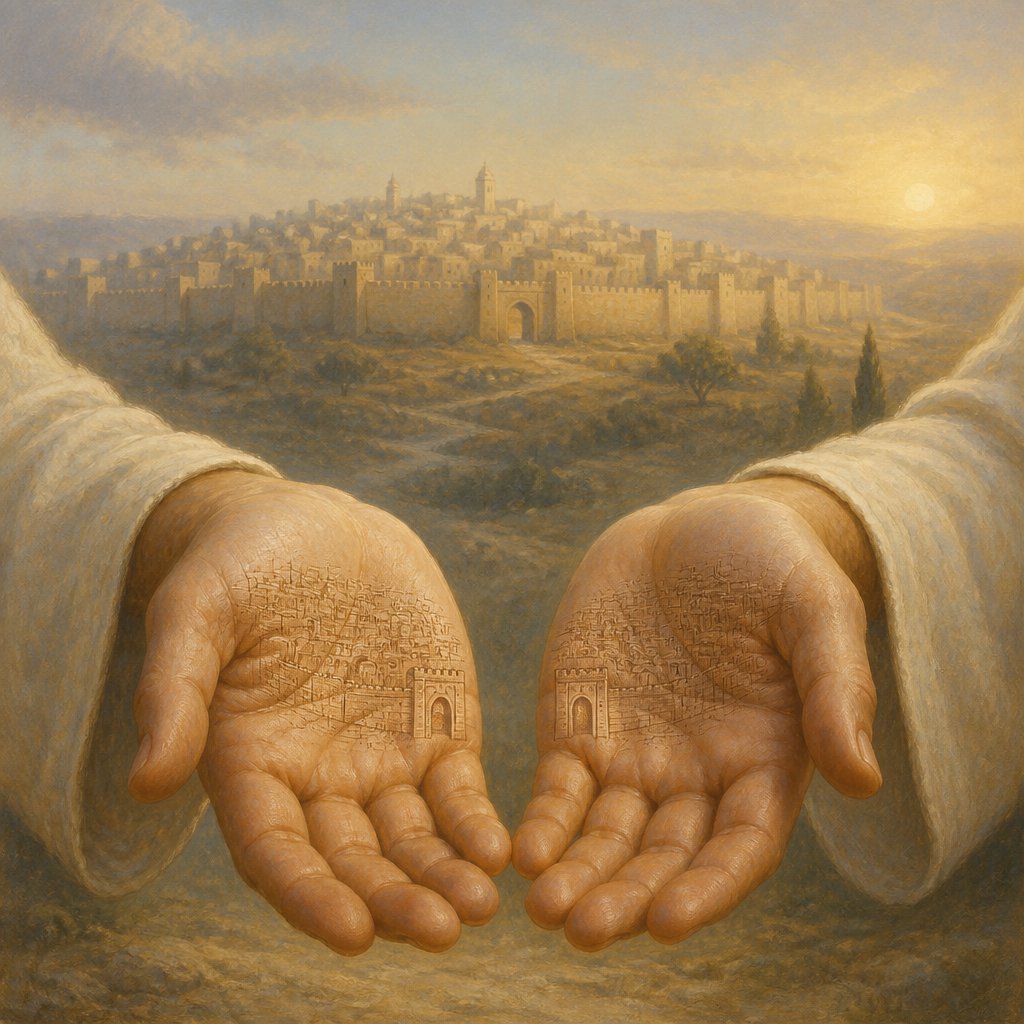 "Behold, I have graven thee upon the palms of my hands; thy walls are continually before me." - Isaiah 49:{verse.verse_number}