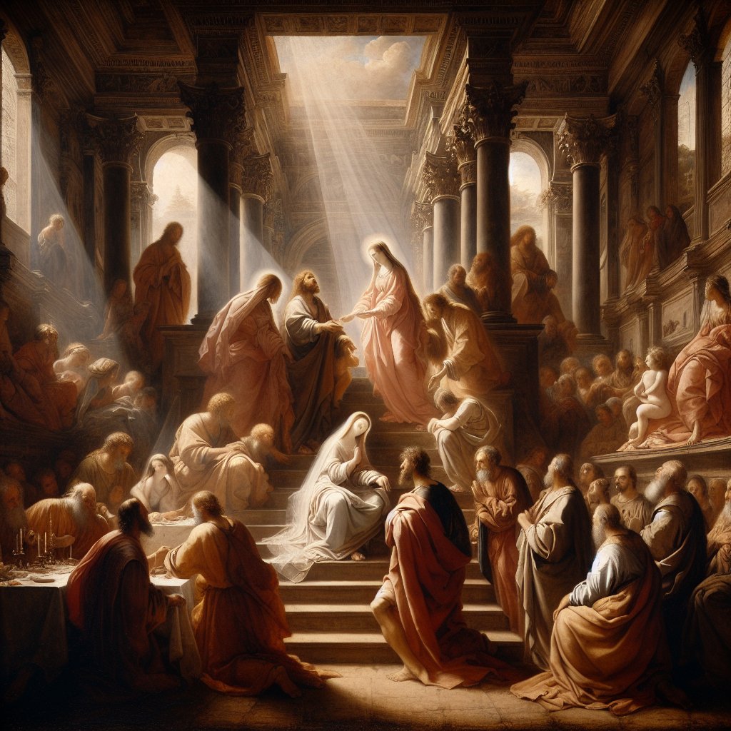 A Bride For Isaac - part 8
A narrative painting from the Renaissance period with no text or words in the image. The scene features a depiction of a biblical story: 'A Bride for Isaac' viewed with a sense of reverence and devotion to Christianity. The scene is characterized by a nuanced understanding of light and shadow, a masterful execution of volume and form, and a realistic treatment of the human body. Pictorial depth is achieved through the use of linear perspective. The atmosphere is filled with tranquility and spirituality. Isaac and his bride are surrounded by soft, warm light, emphasizing their holiness.