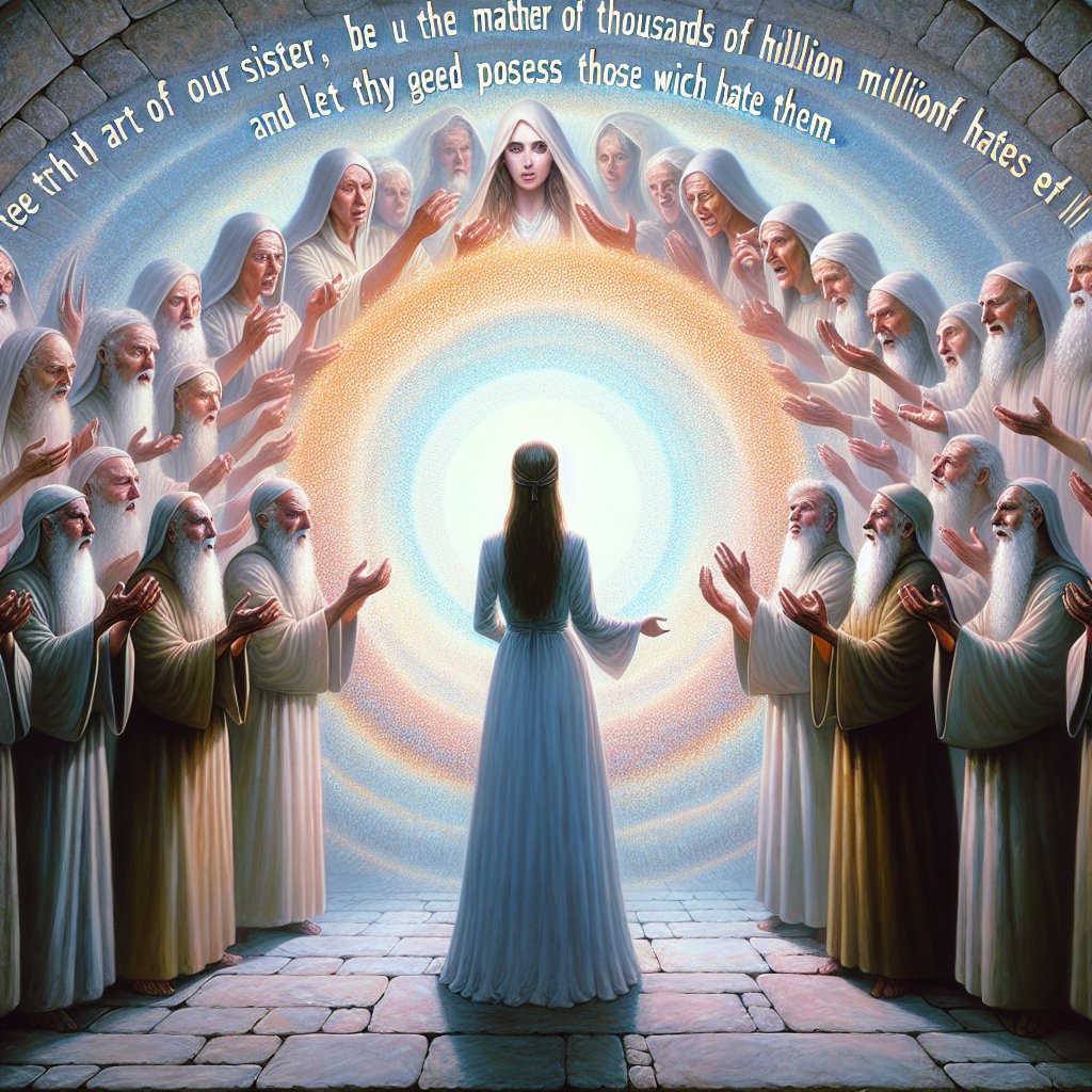 Genesis 24:60 - "And they blessed Rebekah, and said unto her, Thou art our sister, be thou the mother of thousands of millions, and let thy seed possess the gate of those which hate them."
