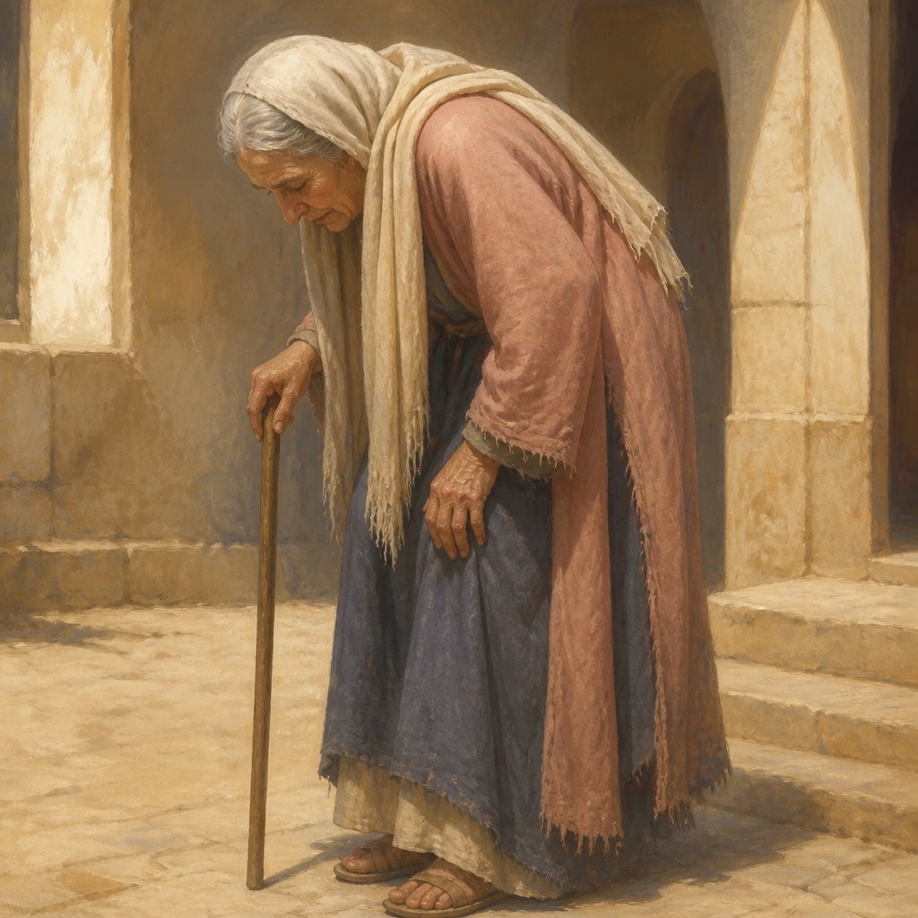 "And, behold, there was a woman which had a spirit of infirmity eighteen years, and was bowed together, and could in no wise lift up herself." - Luke 13:11