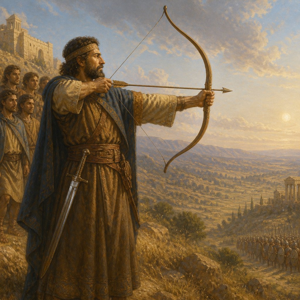 "When I have bent Judah for me, filled the bow with Ephraim, and raised up thy sons, O Zion, against thy sons, O Greece, and made thee as the sword of a mighty man." - Zechariah 9:13