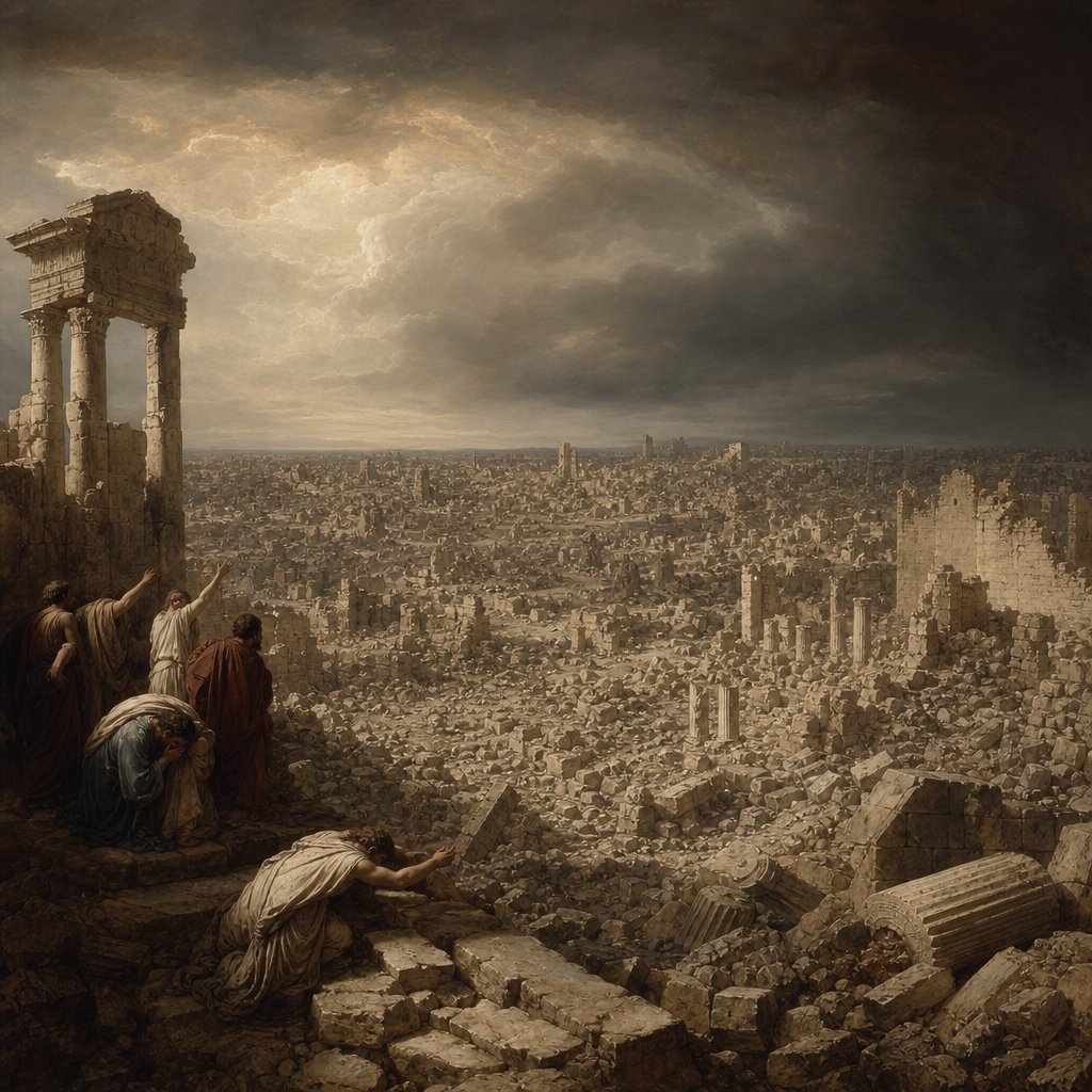 Jerusalem lay in ruins, no stone was left on the other
