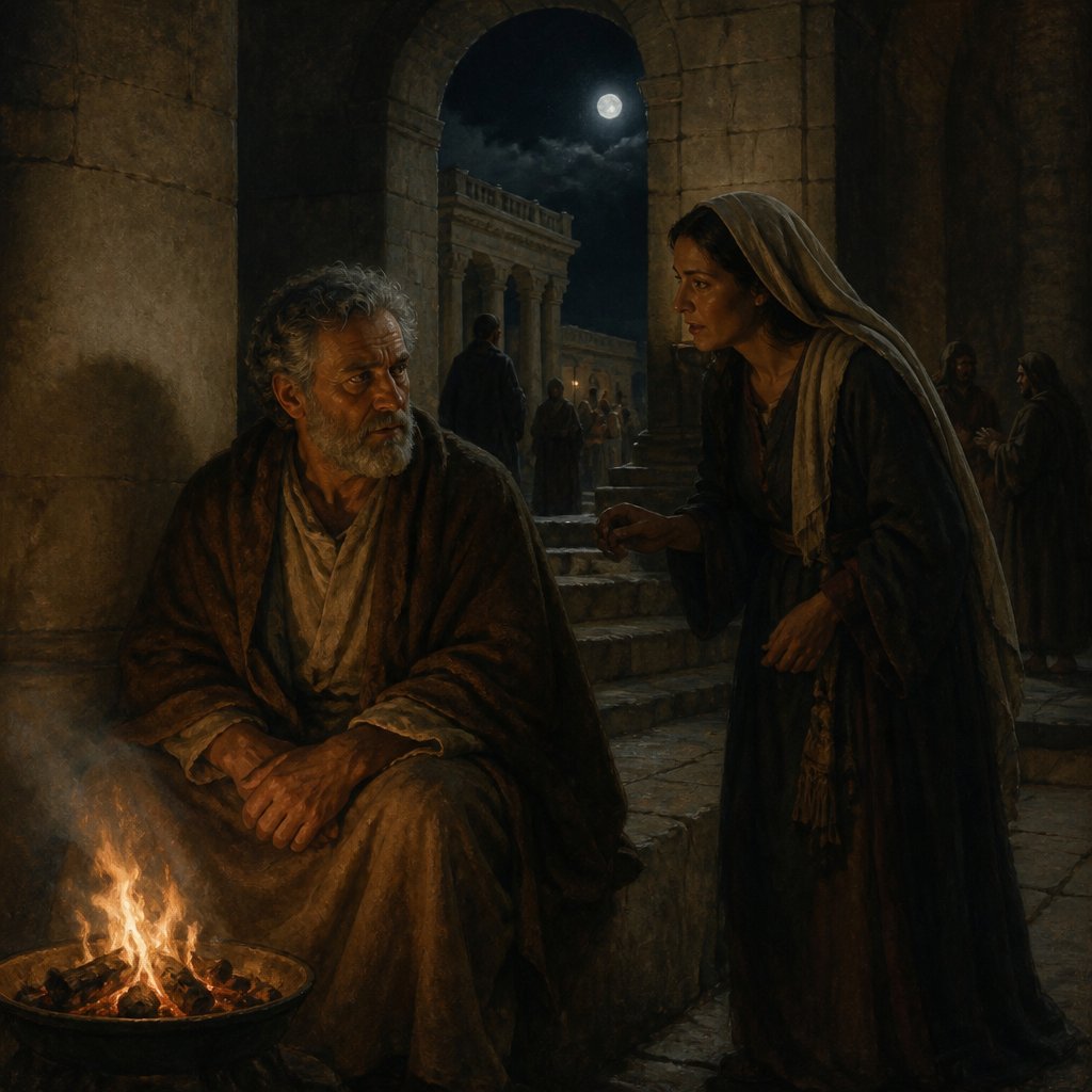 "¶ And as Peter was beneath in the palace, there cometh one of the maids of the high priest:" - Mark 14:66
