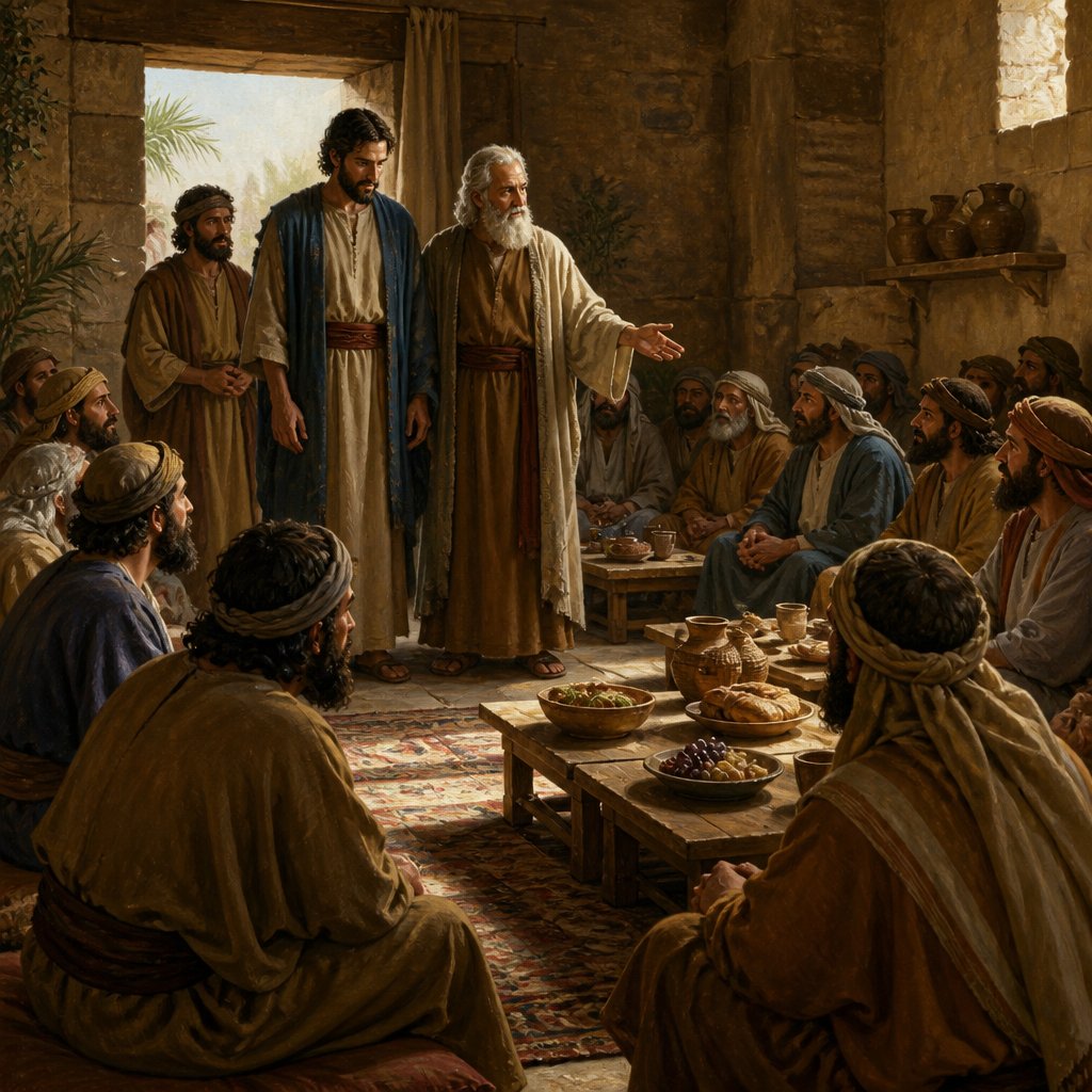 "And Samuel took Saul and his servant, and brought them into the parlour, and made them sit in the chiefest place among them that were bidden, which were about thirty persons." - 1 Samuel 9:{verse.verse_number}