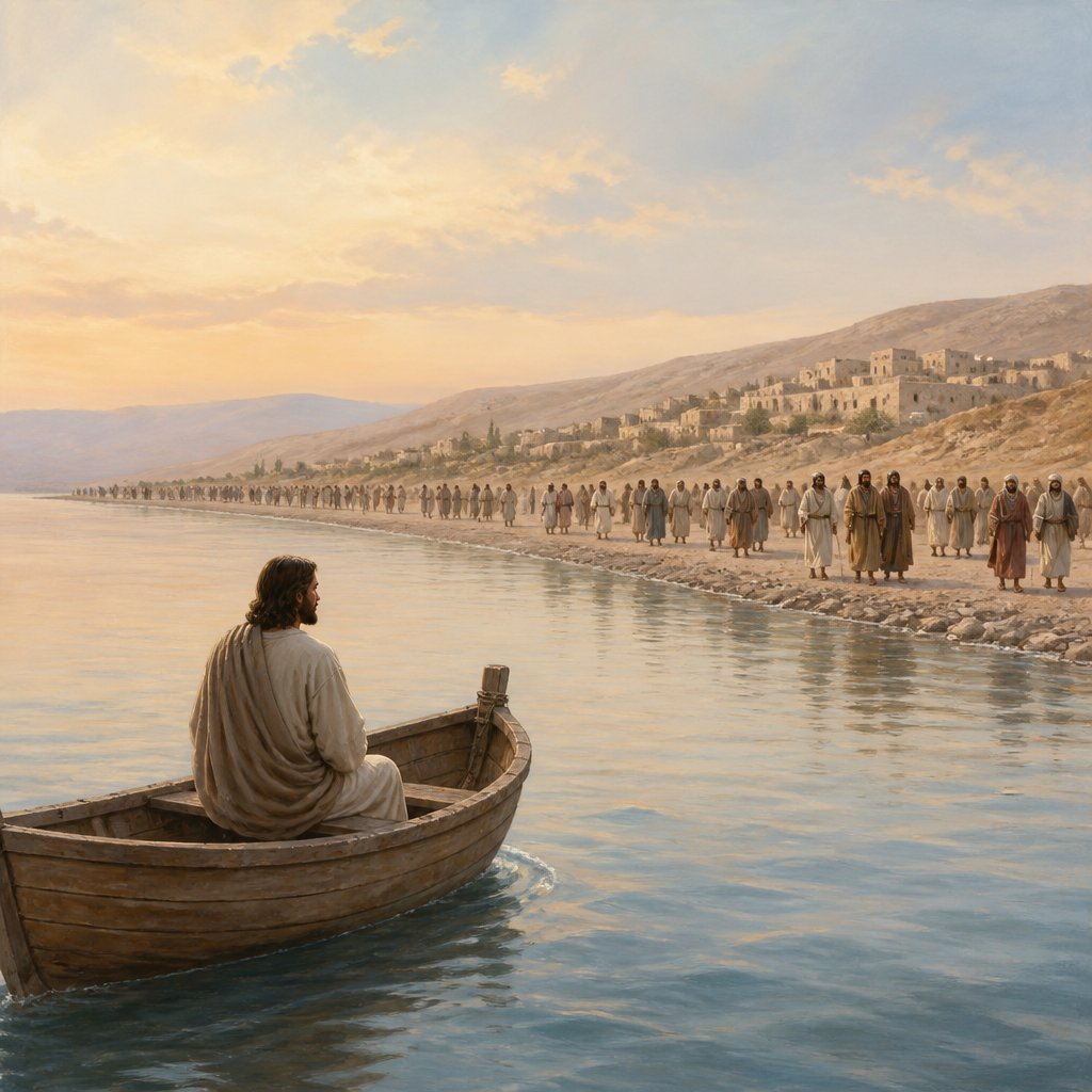 "When Jesus heard of it, he departed thence by ship into a desert place apart: and when the people had heard thereof, they followed him on foot out of the cities." - Matthew 14:13