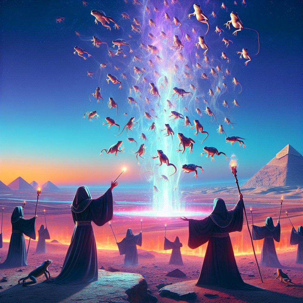 Exodus 8:7 - "And the magicians did so with their enchantments, and brought up frogs upon the land of Egypt."