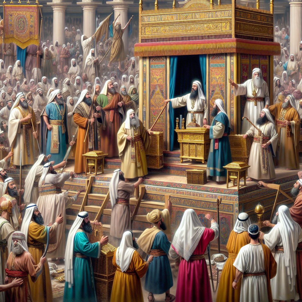 2 Chronicles 5:5 - "And they brought up the ark, and the tabernacle of the congregation, and all the holy vessels that were in the tabernacle, these did the priests and the Levites bring up."