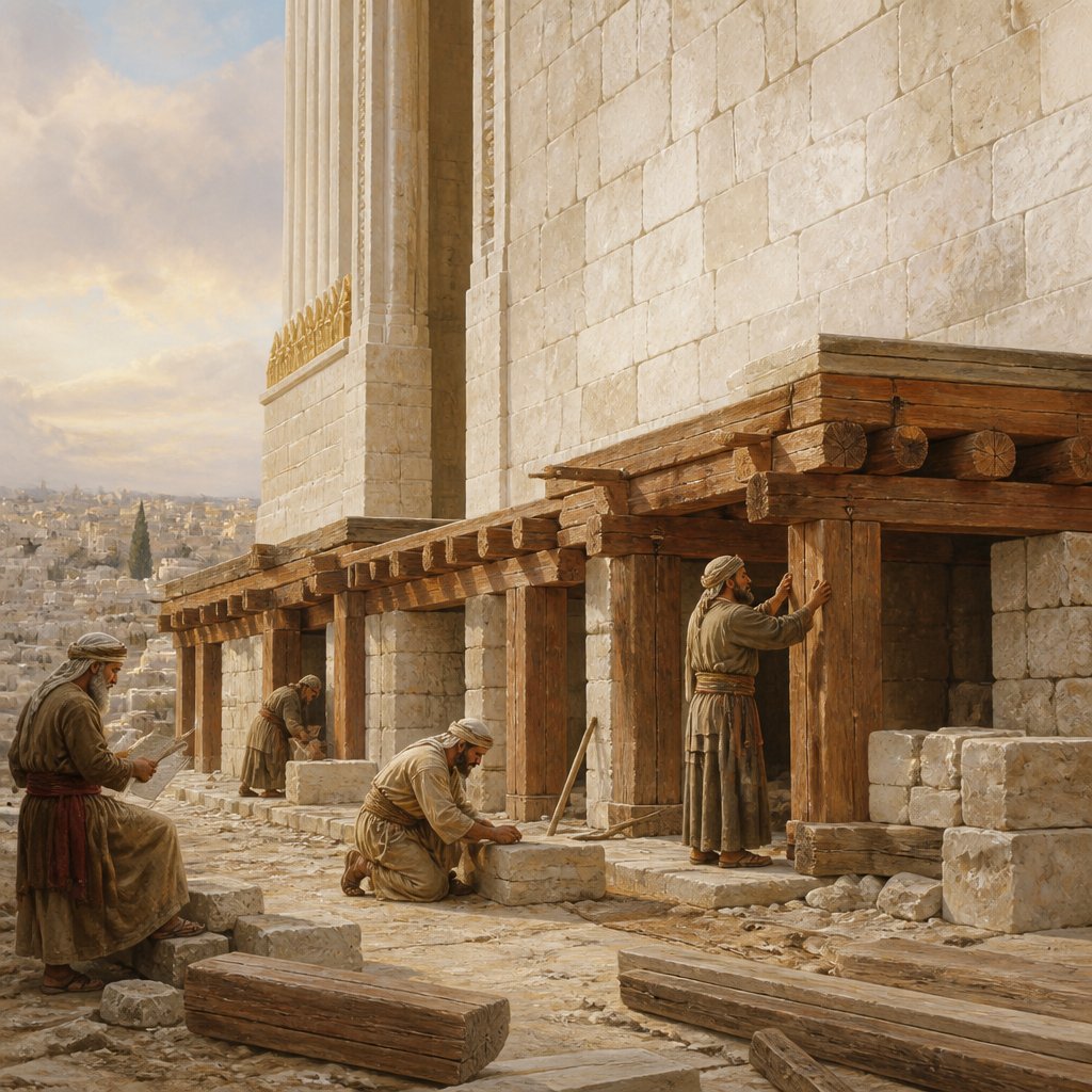 "And then he built chambers against all the house, five cubits high: and they rested on the house with timber of cedar." - 1 Kings 6:10