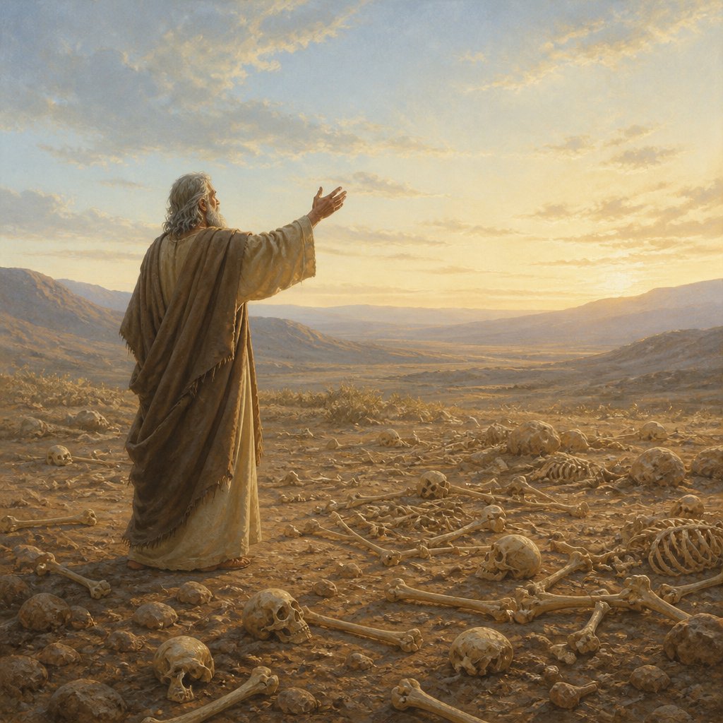 "Again he said unto me, Prophesy upon these bones, and say unto them, O ye dry bones, hear the word of the LORD." - Ezekiel 37:4