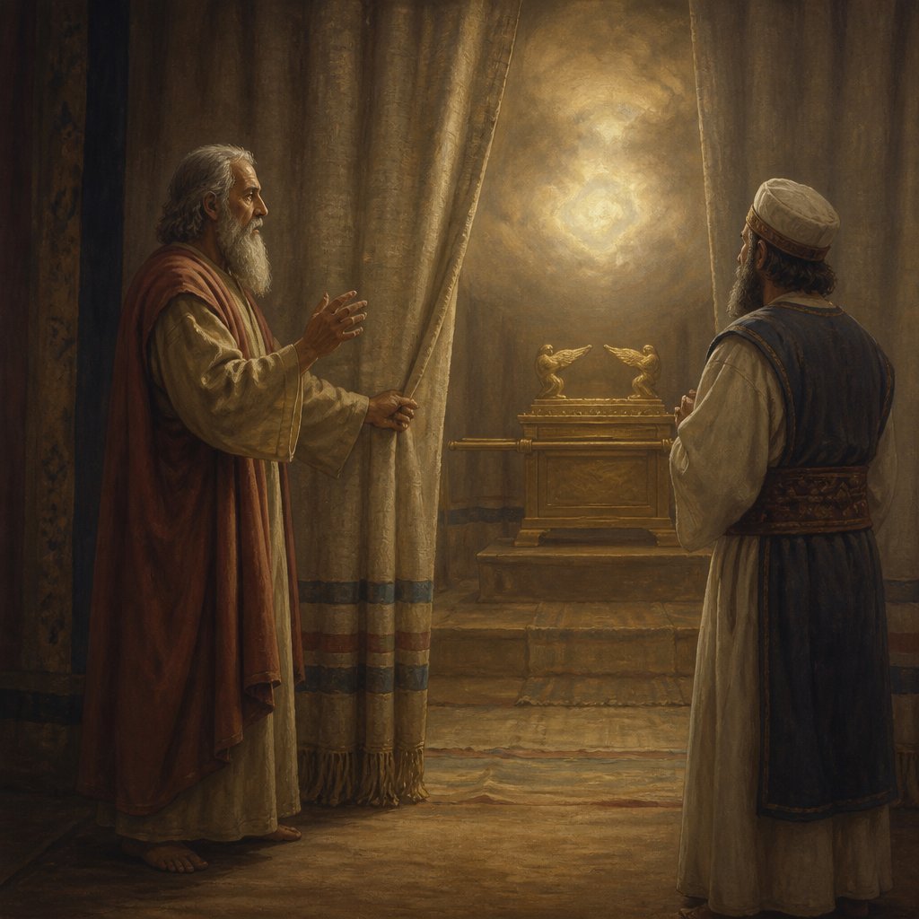 "And the LORD said unto Moses, Speak unto Aaron thy brother, that he come not at all times into the holy place within the vail before the mercy seat, which is upon the ark; that he die not: for I will appear in the cloud upon the mercy seat." - Leviticus 16:{verse.verse_number}