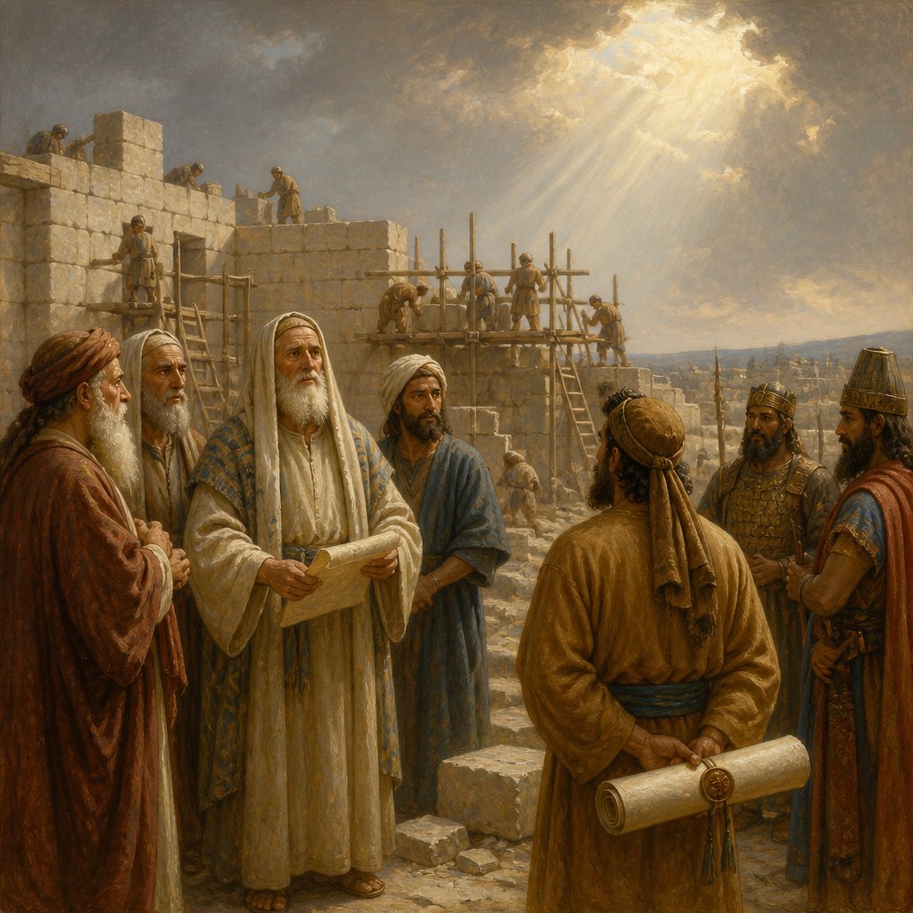 "But the eye of their God was upon the elders of the Jews, that they could not cause them to cease, till the matter came to Darius: and then they returned answer by letter concerning this matter." - Ezra 5:{verse.verse_number}