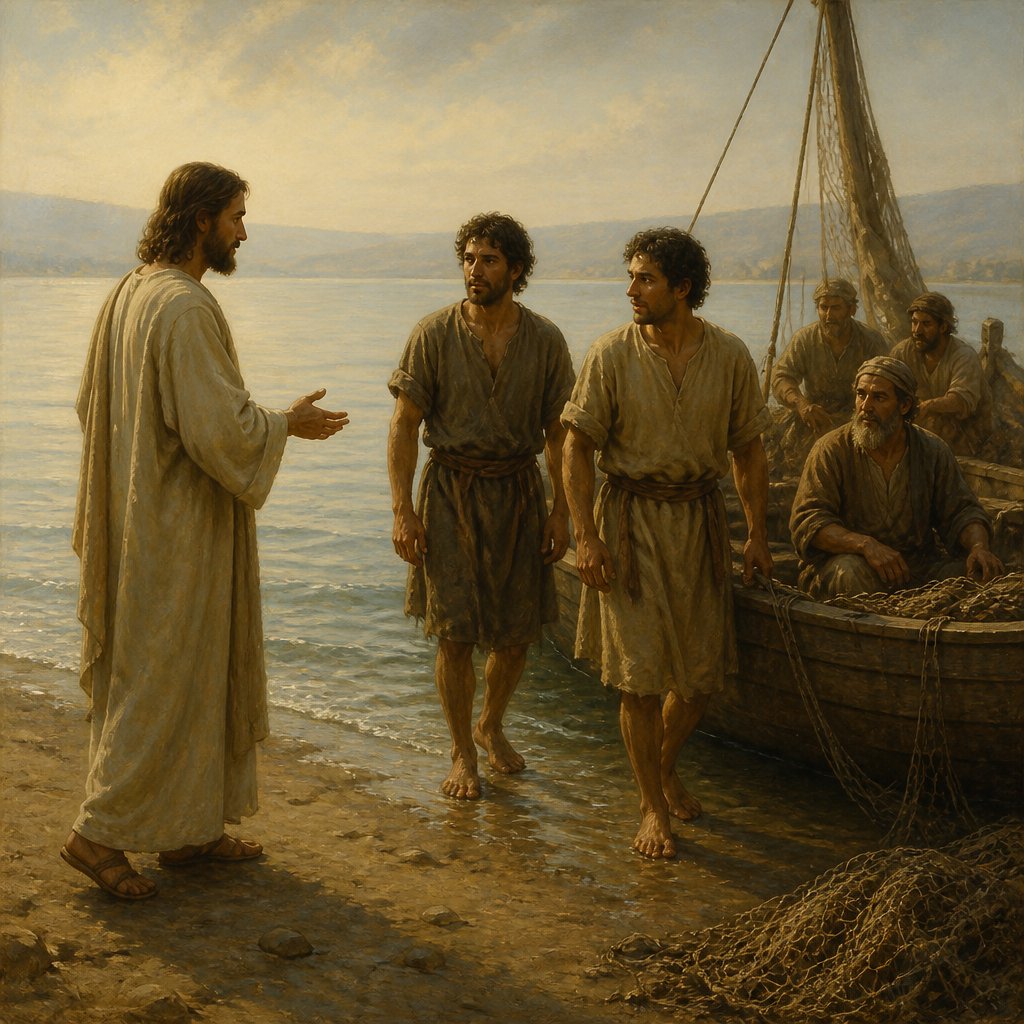 "And straightway he called them: and they left their father Zebedee in the ship with the hired servants, and went after him." - Mark 1:{verse.verse_number}