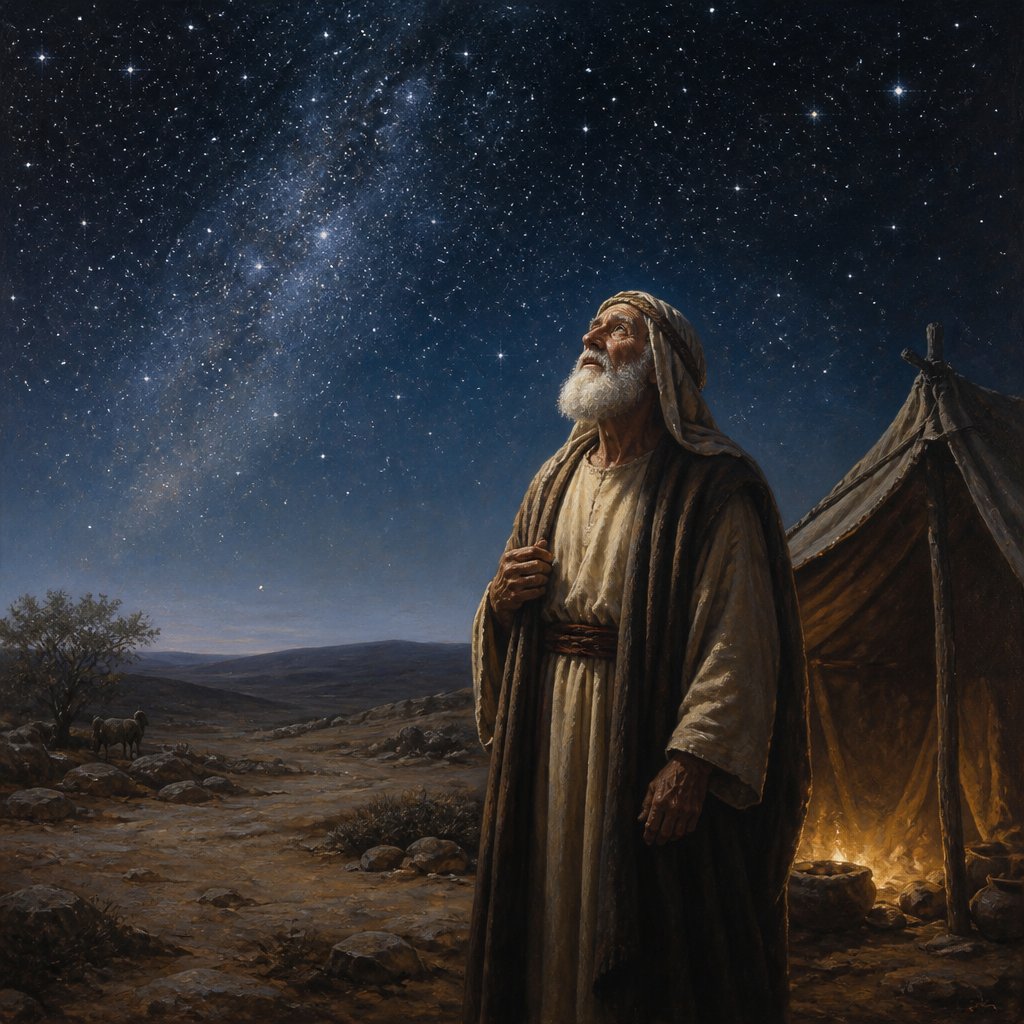 "And he brought him forth abroad, and said, Look now toward heaven, and tell the stars, if thou be able to number them: and he said unto him, So shall thy seed be." - Genesis 15:5