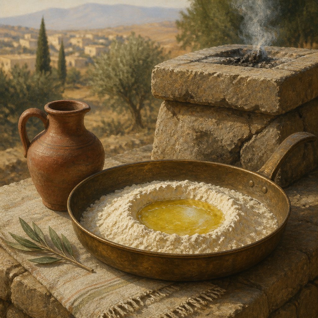 "¶ And if thy oblation be a meat offering baken in the fryingpan, it shall be made of fine flour with oil." - Leviticus 2:{verse.verse_number}