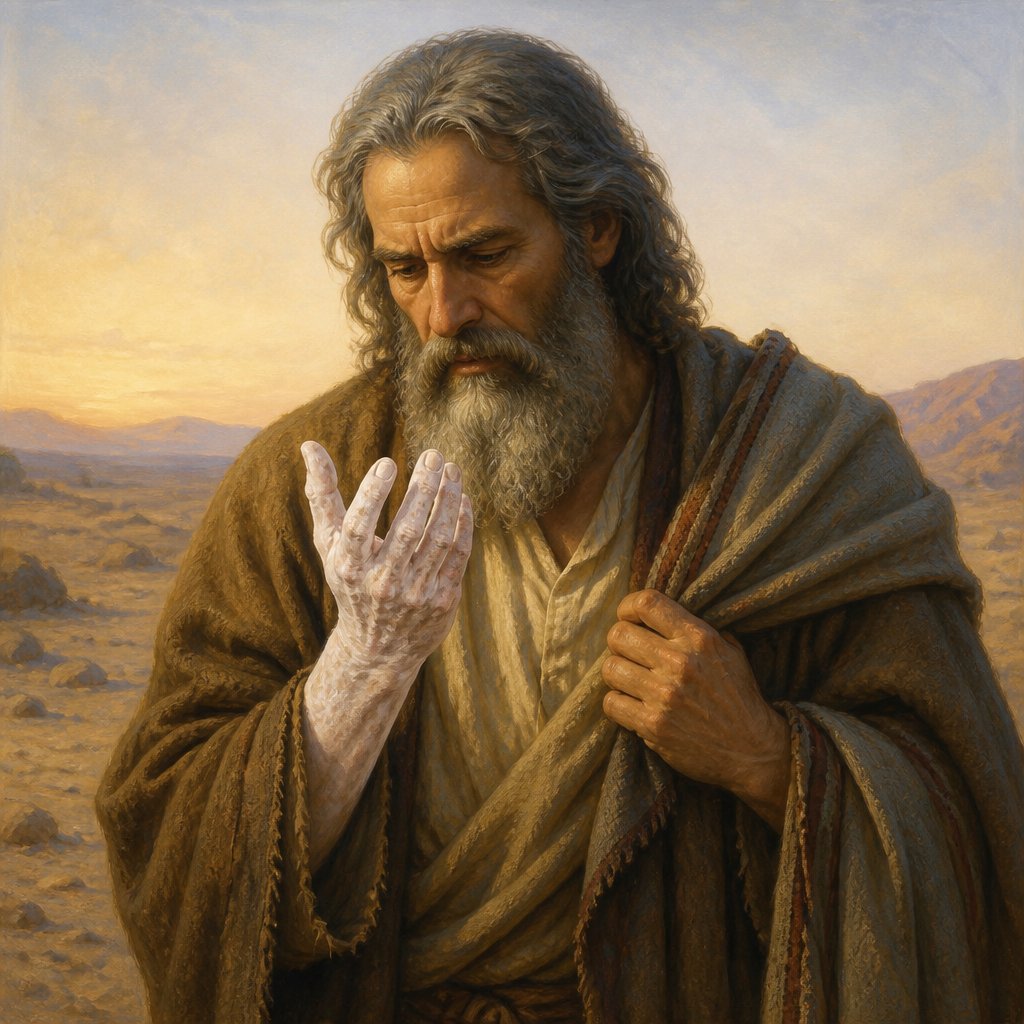 "And the LORD said furthermore unto him, Put now thine hand into thy bosom. And he put his hand into his bosom: and when he took it out, behold, his hand was leprous as snow." - Exodus 4:6
