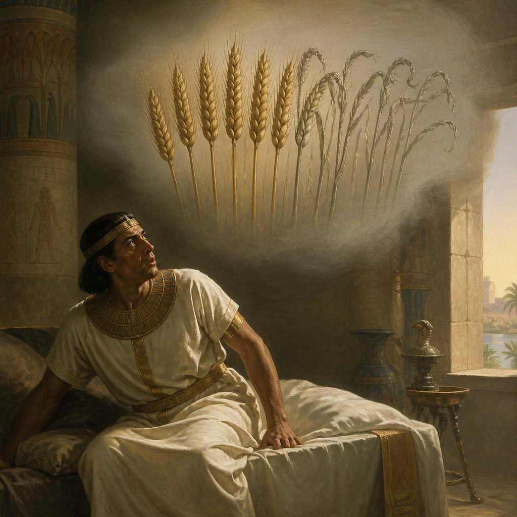 "And the seven thin ears devoured the seven rank and full ears. And Pharaoh awoke, and, behold, it was a dream." - Genesis 41:{verse.verse_number}