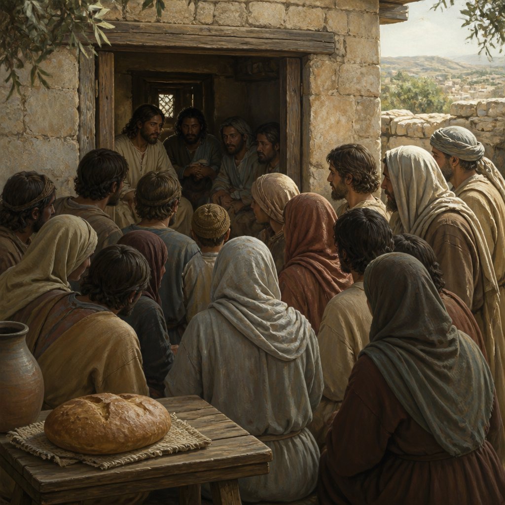 "And the multitude cometh together again, so that they could not so much as eat bread." - Mark 3:{verse.verse_number}