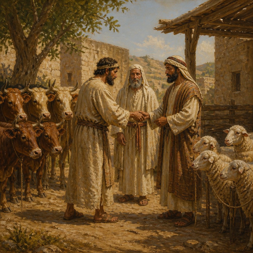 "If a man shall steal an ox, or a sheep, and kill it, or sell it; he shall restore five oxen for an ox, and four sheep for a sheep." - Exodus 22:{verse.verse_number}