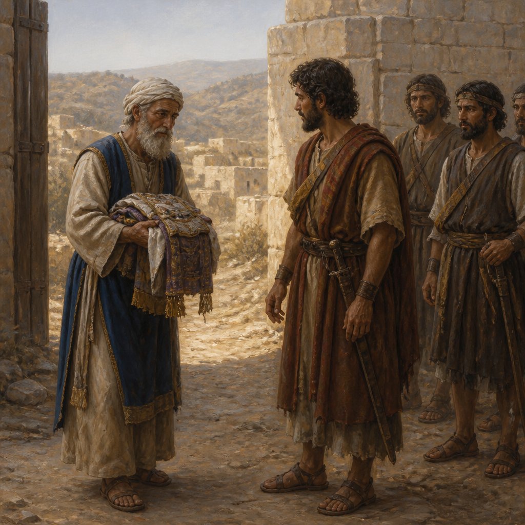 "And it came to pass, when Abiathar the son of Ahimelech fled to David to Keilah, that he came down with an ephod in his hand." - 1 Samuel 23:{verse.verse_number}