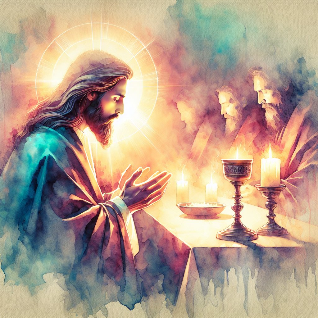He who does the will of God abides forever
Generate an image that represents the concept of 'He who does the will of God abides forever.' The image should be crafted in the style of a watercolor painting. The subject matter should resonate with Christian spirituality and devotion. Emphasize a serene and respectful atmosphere. Please avoid the inclusion of text or words in the image.