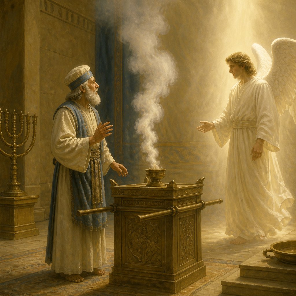 "And there appeared unto him an angel of the Lord standing on the right side of the altar of incense." - Luke 1:11