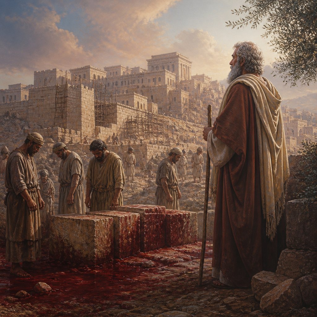 "¶ Woe to him that buildeth a town with blood, and stablisheth a city by iniquity!" - Habakkuk 2:12