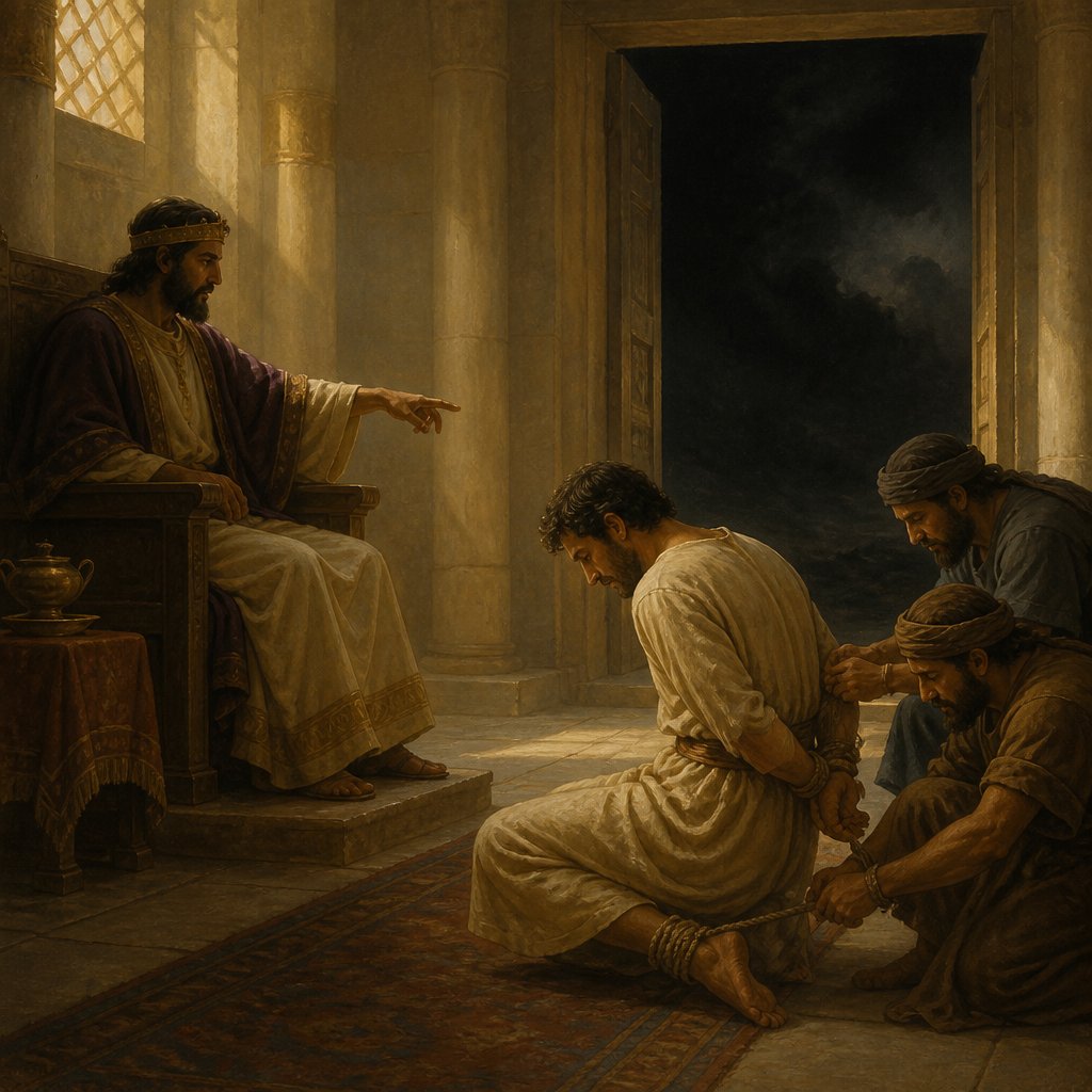"Then said the king to the servants, Bind him hand and foot, and take him away, and cast him into outer darkness; there shall be weeping and gnashing of teeth." - Matthew 22:{verse.verse_number}