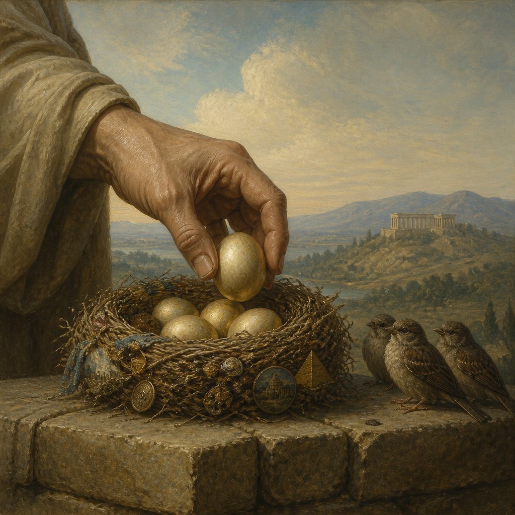 "And my hand hath found as a nest the riches of the people: and as one gathereth eggs that are left, have I gathered all the earth; and there was none that moved the wing, or opened the mouth, or peeped." - Isaiah 10:14