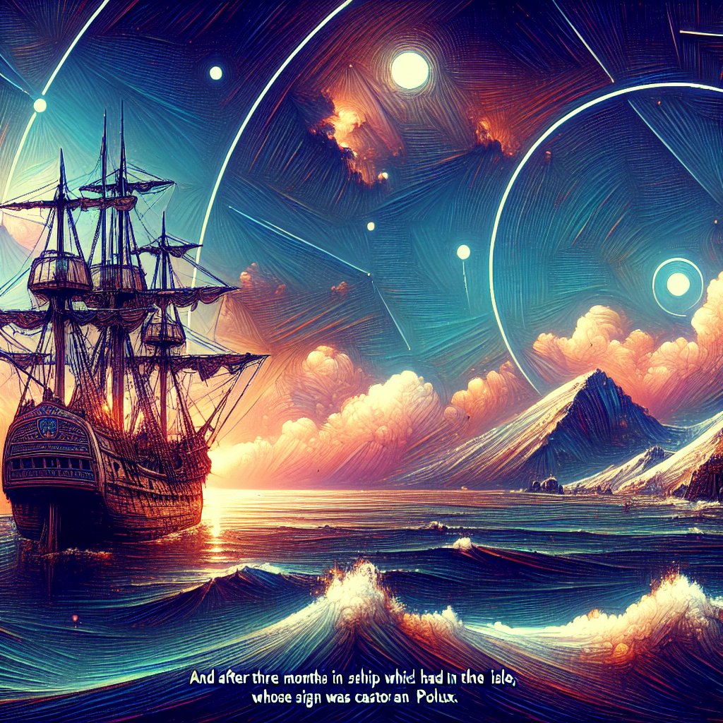 Acts 28:11 - "And after three months we departed in a ship of Alexandria, which had wintered in the isle, whose sign was Castor and Pollux."