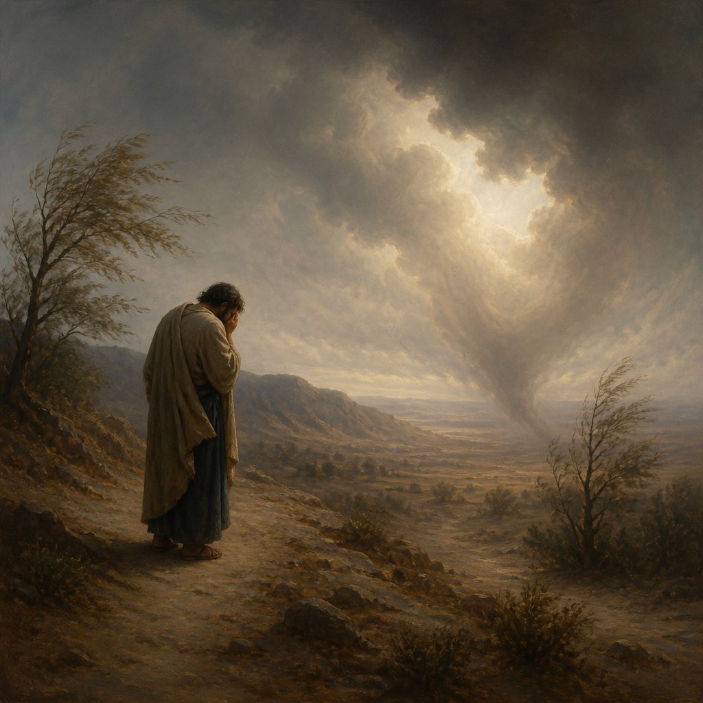 "When your fear cometh as desolation, and your destruction cometh as a whirlwind; when distress and anguish cometh upon you." - Proverbs 1:{verse.verse_number}