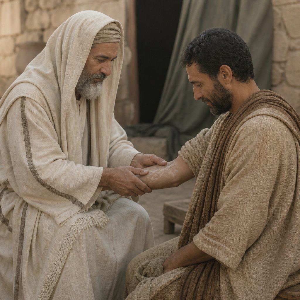 "And the priest shall see him: and, behold, if the plague be turned into white; then the priest shall pronounce him clean that hath the plague: he is clean." - Leviticus 13:{verse.verse_number}
