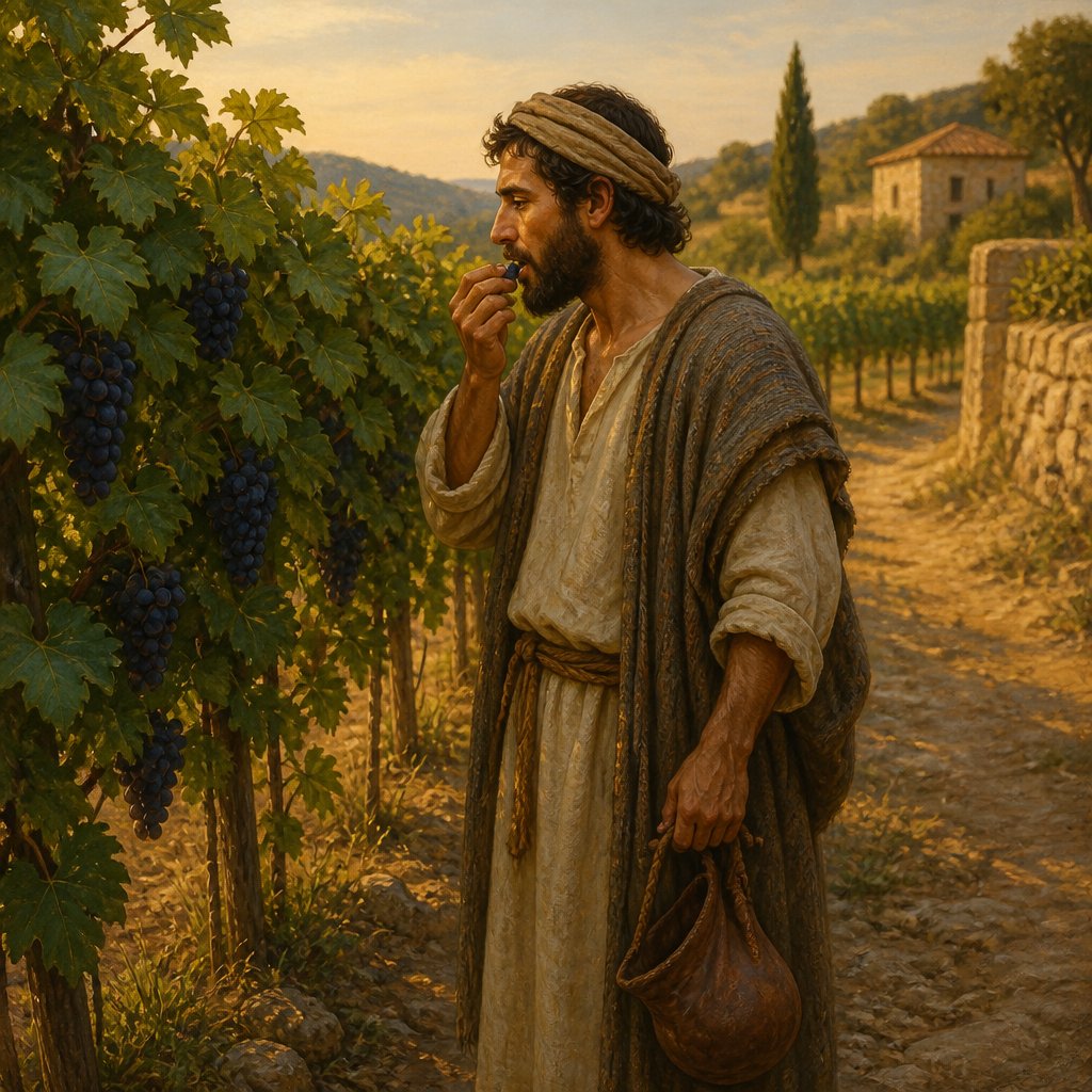"¶ When thou comest into thy neighbour's vineyard, then thou mayest eat grapes thy fill at thine own pleasure; but thou shalt not put any in thy vessel." - Deuteronomy 23:{verse.verse_number}
