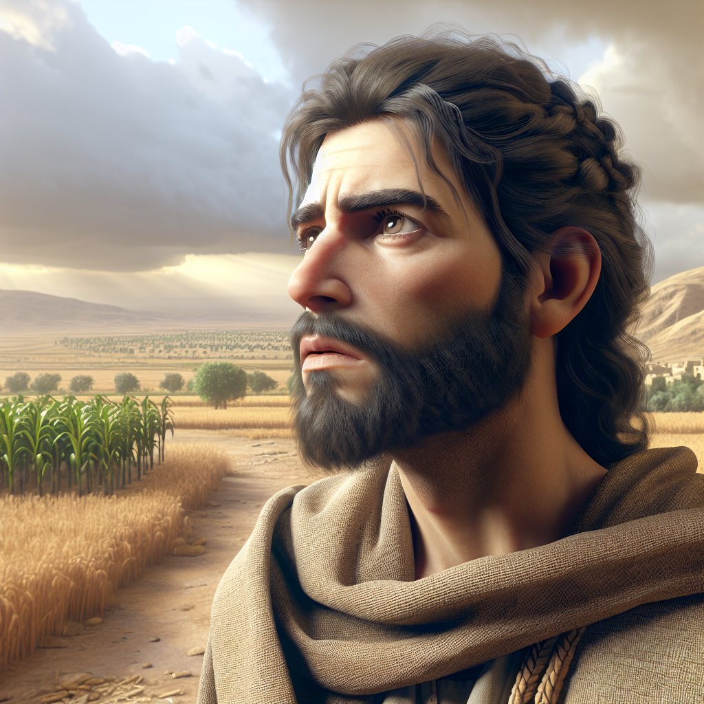 Create a realistic picture of a bible character staring into the sky. His look is one of astonishment. The background should be a rural scene. The picture shoud reflect the bewilderment described in Isa 29:9.
Generate an image of a historical Middle Eastern male character in a rural landscape, gazing into the sky with apparent astonishment. His expression embodies deep wonderment and bewilderment as described in the religious context of Isaiah 29:9. This is a setting that is respectful and devoted to Christian themes. The art style should be digital, showcasing realistic depictions of the scenery and man.
