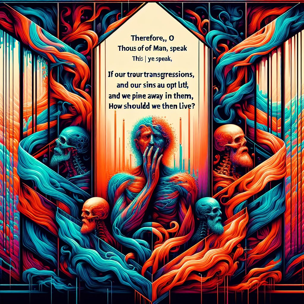 Ezekiel 33:10 - "Therefore, O thou son of man, speak unto the house of Israel; Thus ye speak, saying, If our transgressions and our sins be upon us, and we pine away in them, how should we then live?"