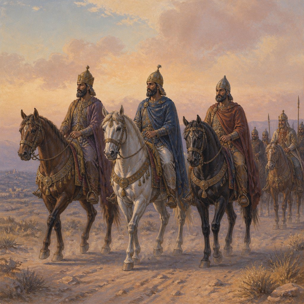 "The Babylonians, and all the Chaldeans, Pekod, and Shoa, and Koa, and all the Assyrians with them: all of them desirable young men, captains and rulers, great lords and renowned, all of them riding upon horses." - Ezekiel 23:{verse.verse_number}