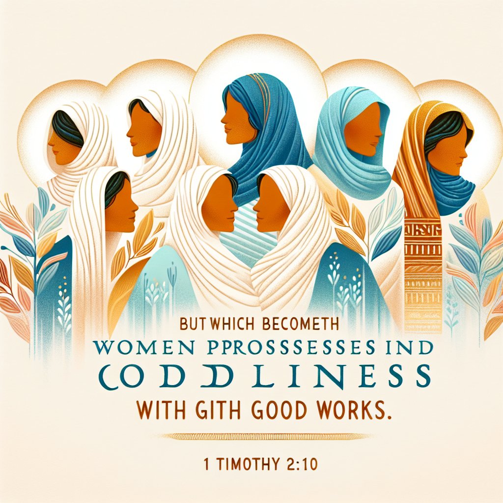 1 Timothy 2:10 - "But (which becometh women professing godliness) with good works."