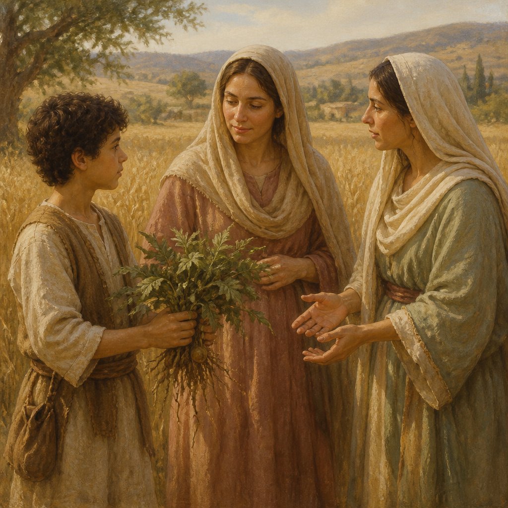 "And Reuben went in the days of wheat harvest, and found mandrakes in the field, and brought them unto his mother Leah. Then Rachel said to Leah, Give me, I pray thee, of thy son’s mandrakes." - Genesis 30:{verse.verse_number}